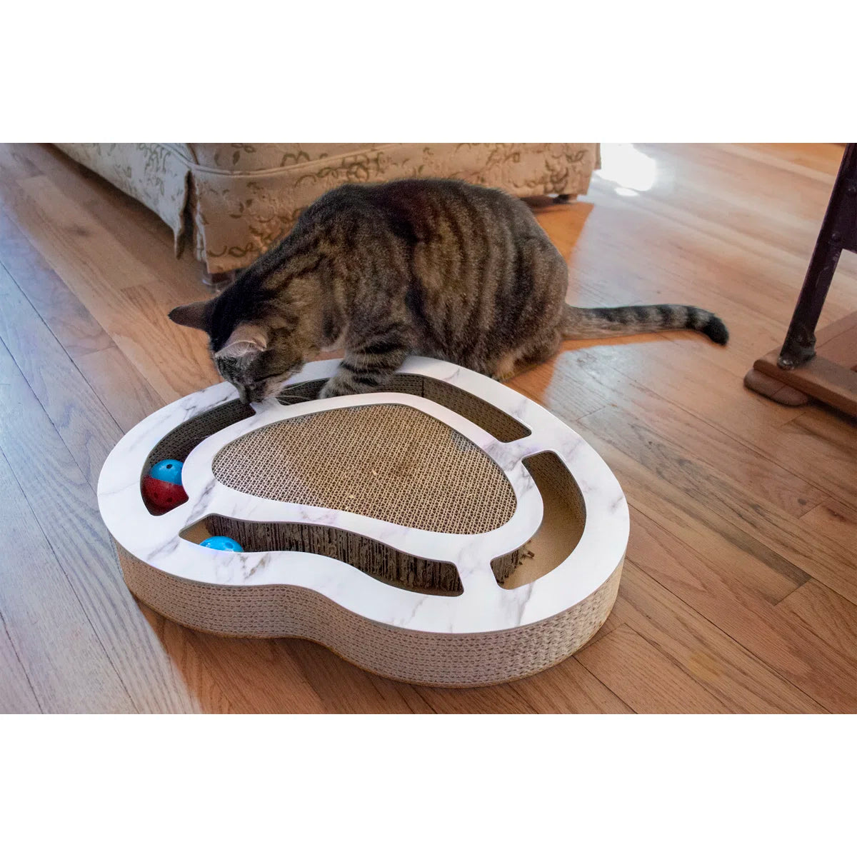 Heart-Shape Busy Box Cat Scratcher Board with Toys