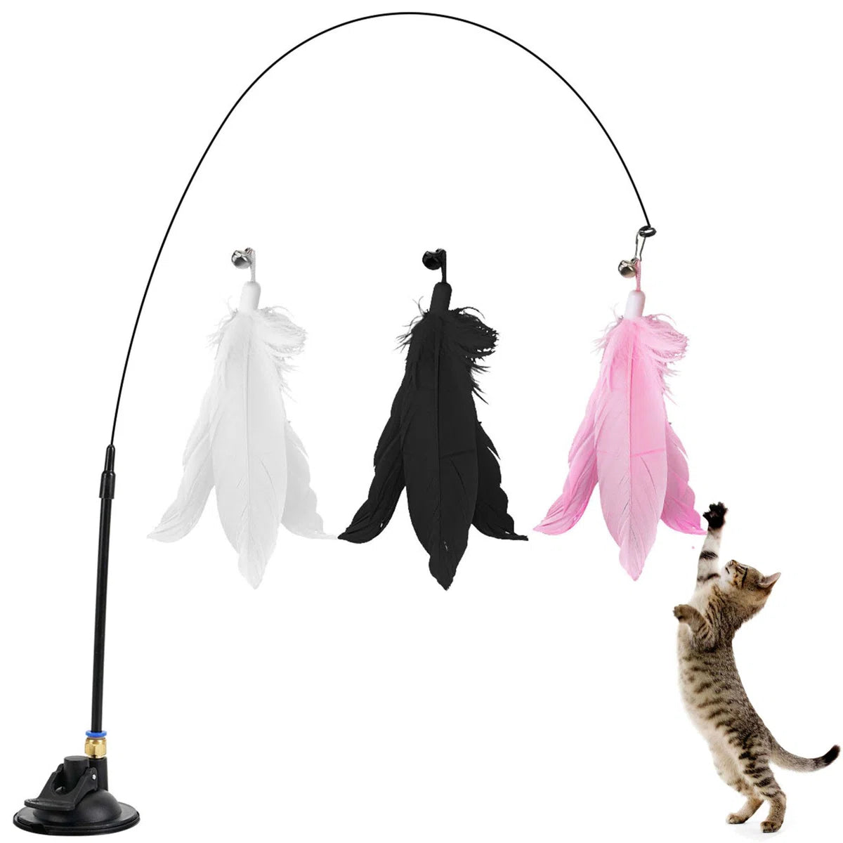 Cat Wand Interactive Cat Toys Detachable Cat Feather Toys Kit for Indoor Outdoor Kitten Toys
