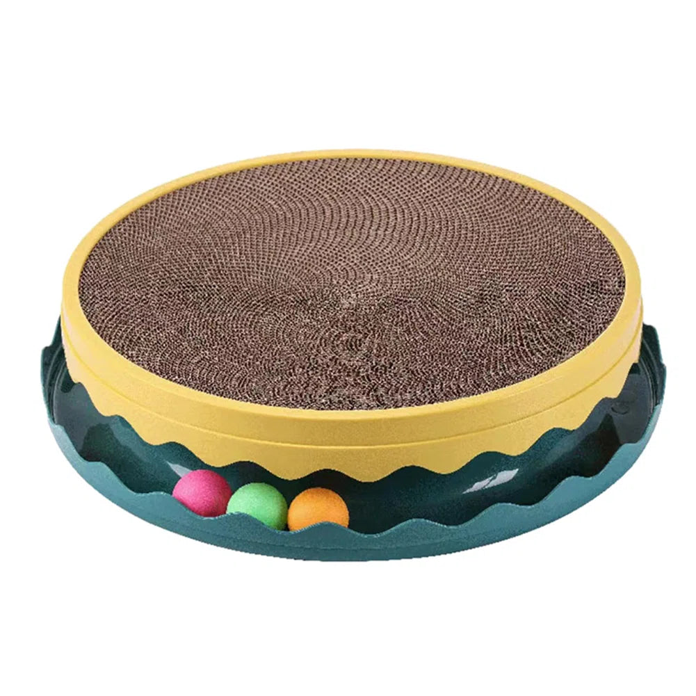Round Cat Scratcher Toy, Cat Scratcher Pad with Ball, Interactive Training Exercise Mouse Play Toy with Ball, Scratching Board Cat Scratcher Interactive Cat Toys for Indoor Cats Exercise Play