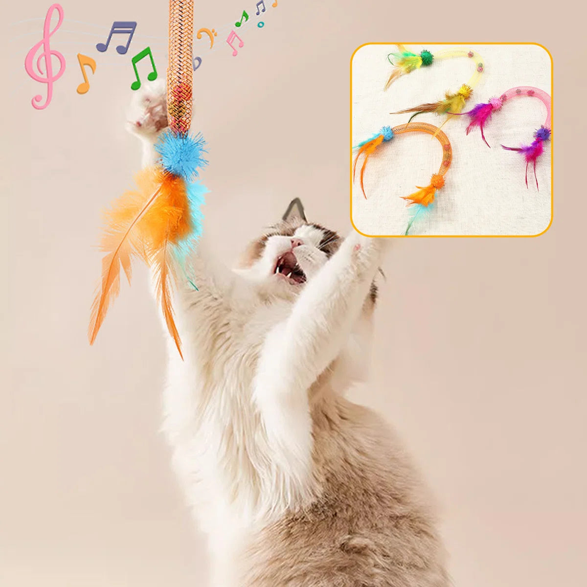 Cat Chew Toys With Feather 3 Pack With Pack Bell Catnip