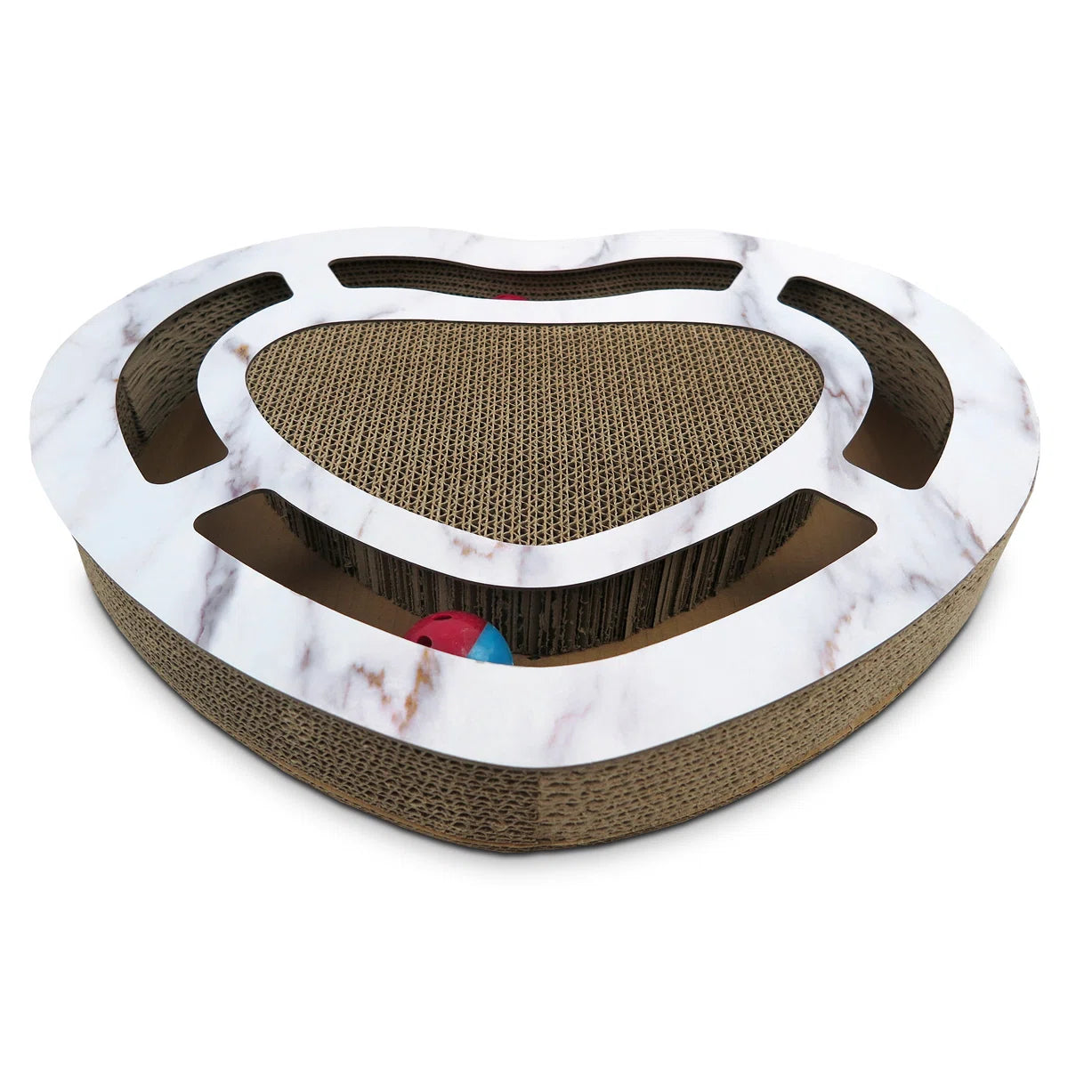 Heart-Shape Busy Box Cat Scratcher Board with Toys