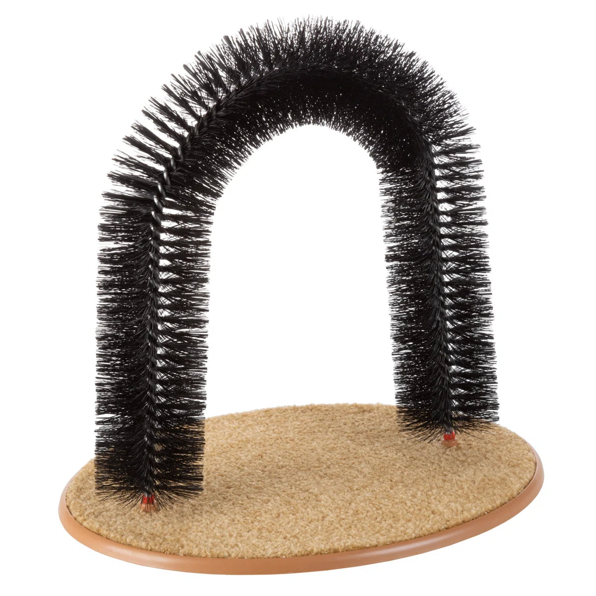PETMAKER Cat Self-Groomer - Bristle Ring Brush Cat Arch with Carpeted Base, Back Scratcher and Massager for Controlling Shedding and Claws