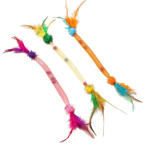 Cat Chew Toys With Feather 3 Pack With Pack Bell Catnip