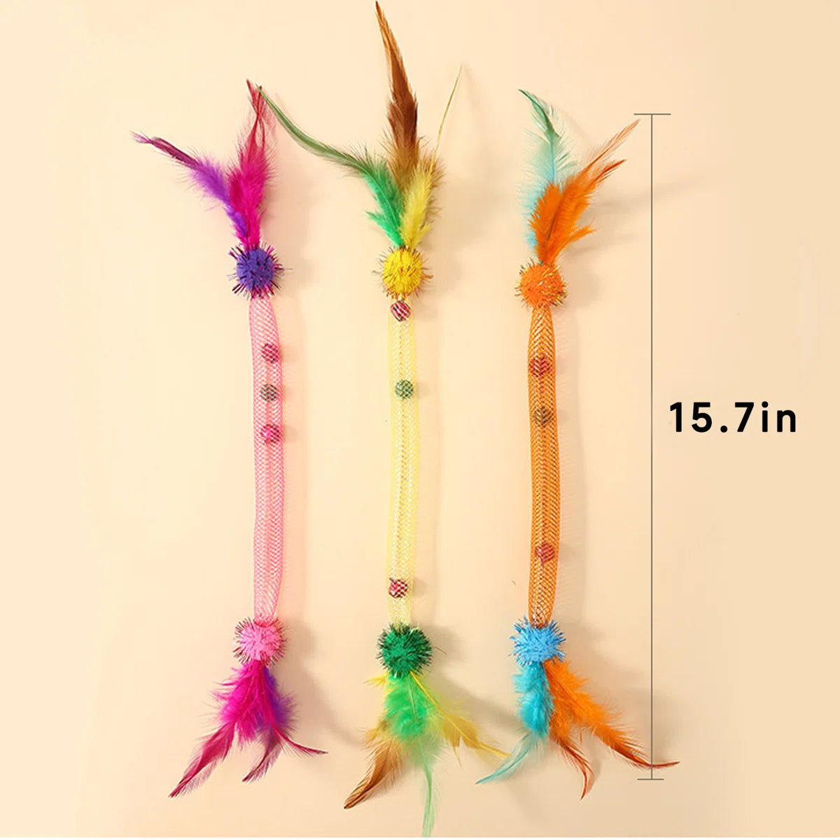 Cat Chew Toys With Feather 3 Pack With Pack Bell Catnip