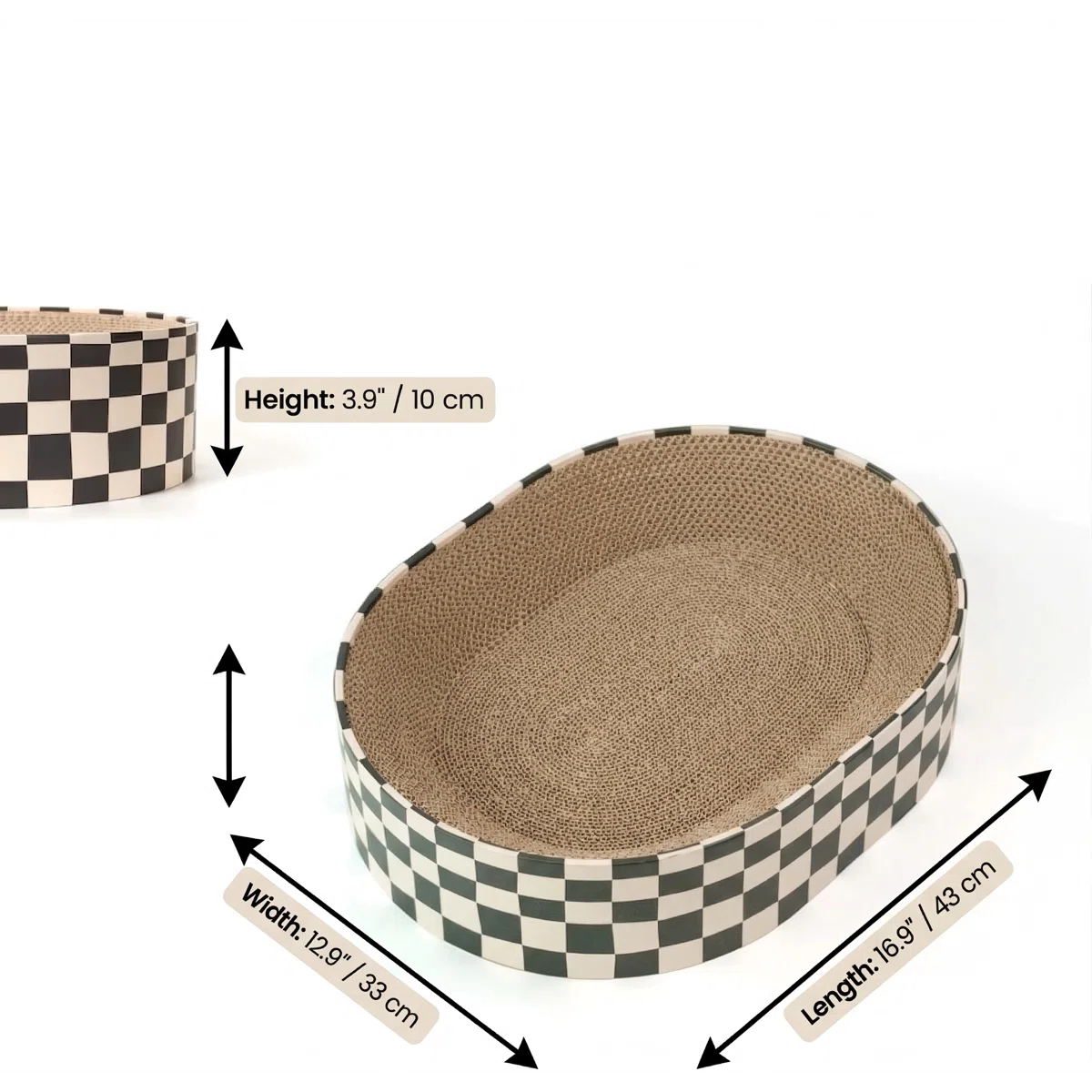 2-in-1 Oval Cardboard Cat Scratcher Bowl, Round Corrugated Scratch Pad for Kittens, Pet Bed & Furniture Protector