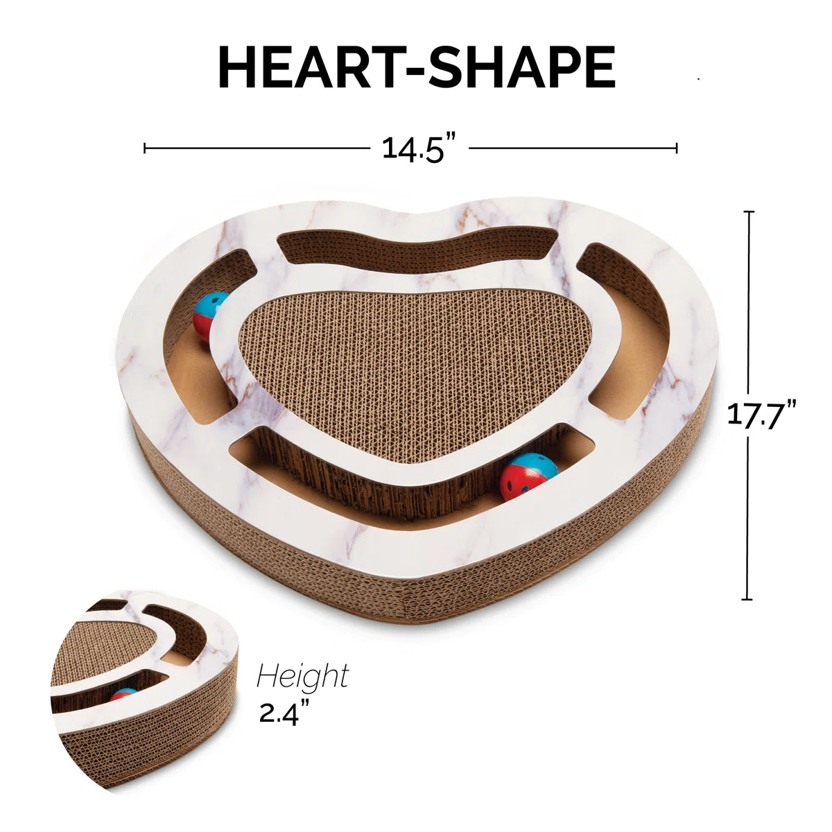 Heart-Shape Busy Box Cat Scratcher Board with Toys
