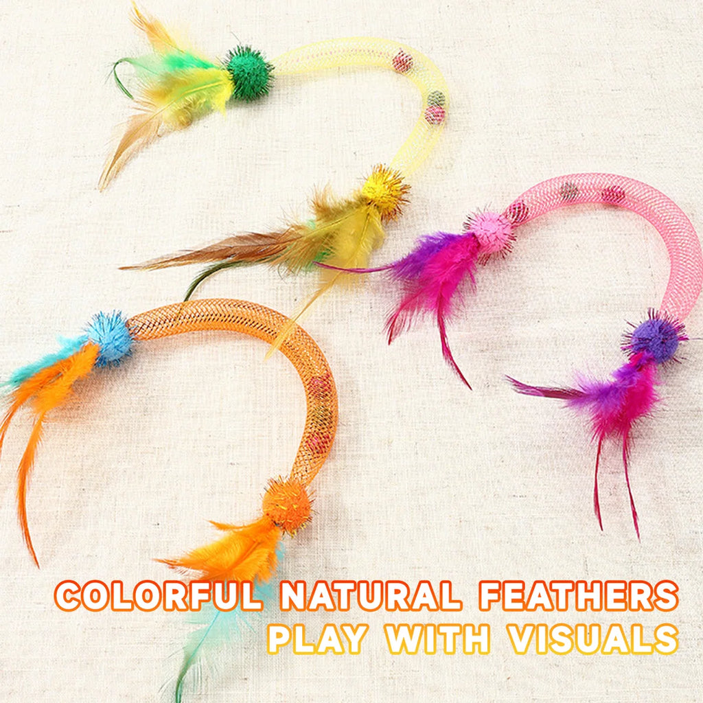 Cat Chew Toys With Feather 3 Pack With Pack Bell Catnip