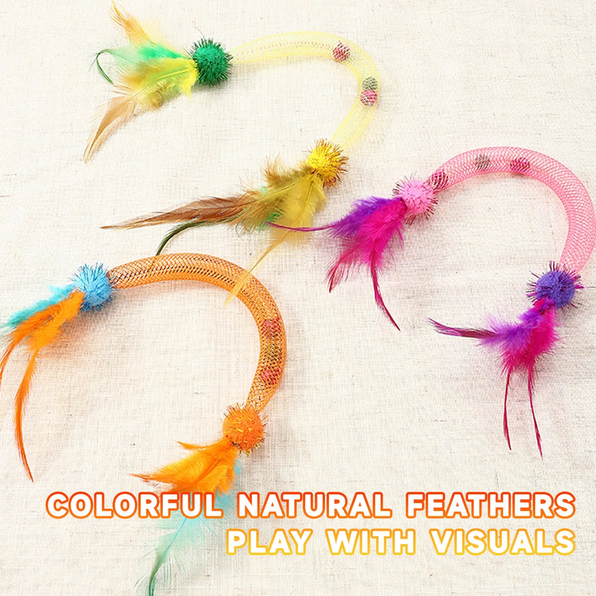 Cat Chew Toys With Feather 3 Pack With Pack Bell Catnip