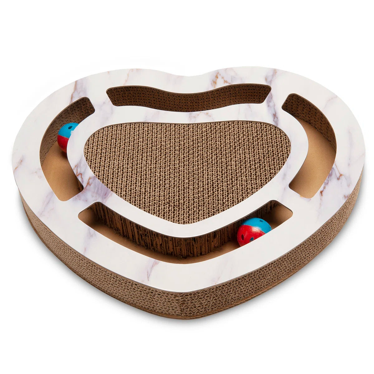 Heart-Shape Busy Box Cat Scratcher Board with Toys
