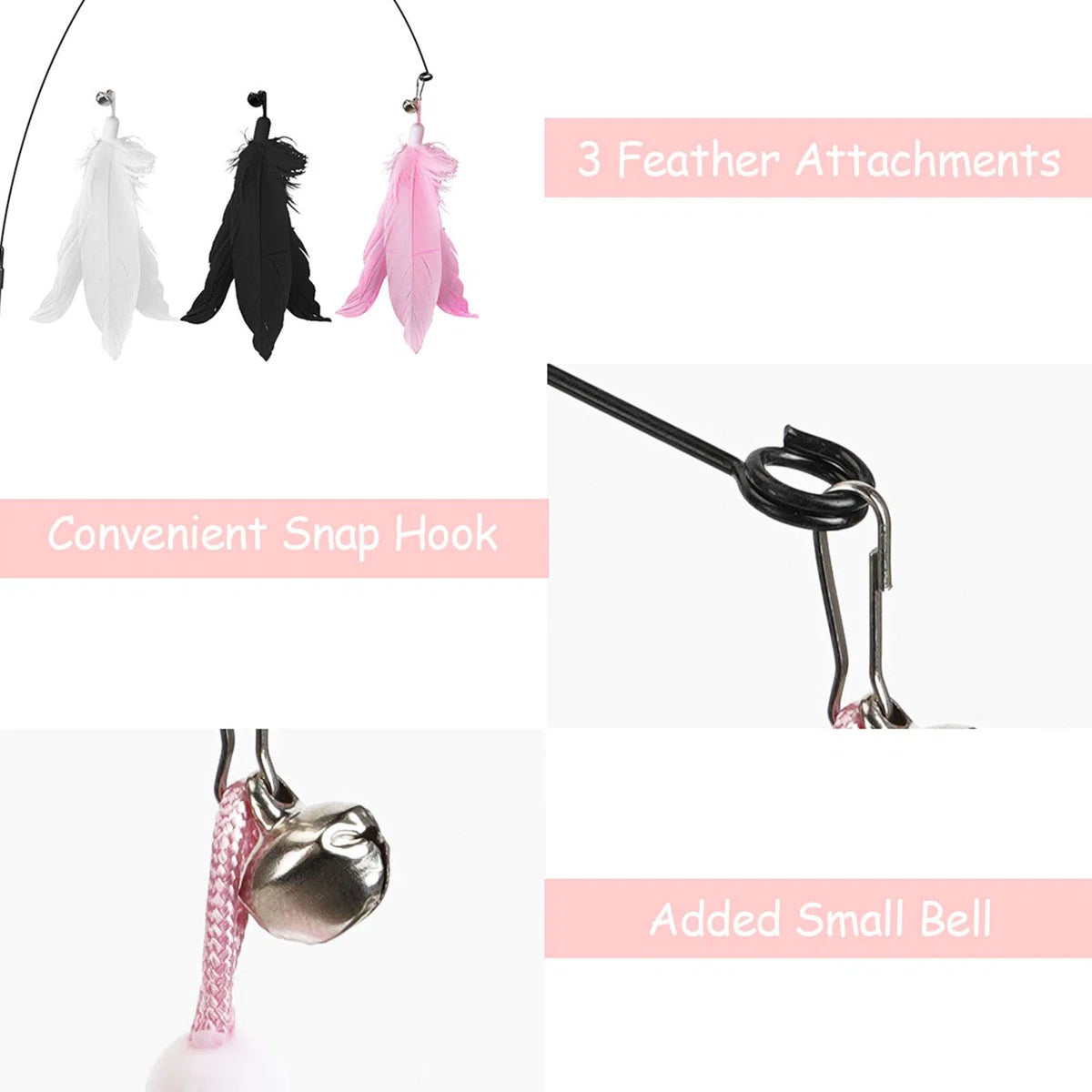 Cat Wand Interactive Cat Toys Detachable Cat Feather Toys Kit for Indoor Outdoor Kitten Toys