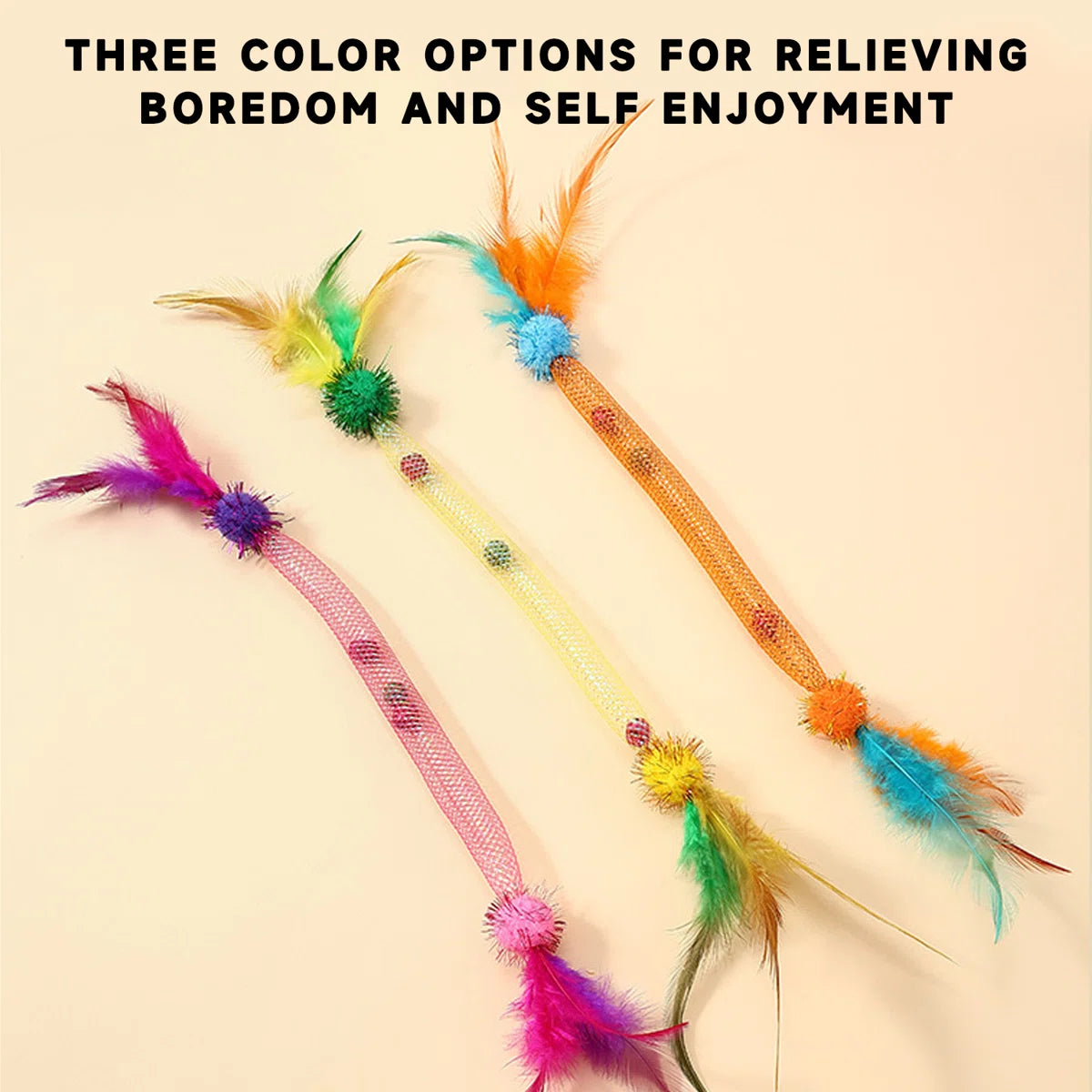 Cat Chew Toys With Feather 3 Pack With Pack Bell Catnip